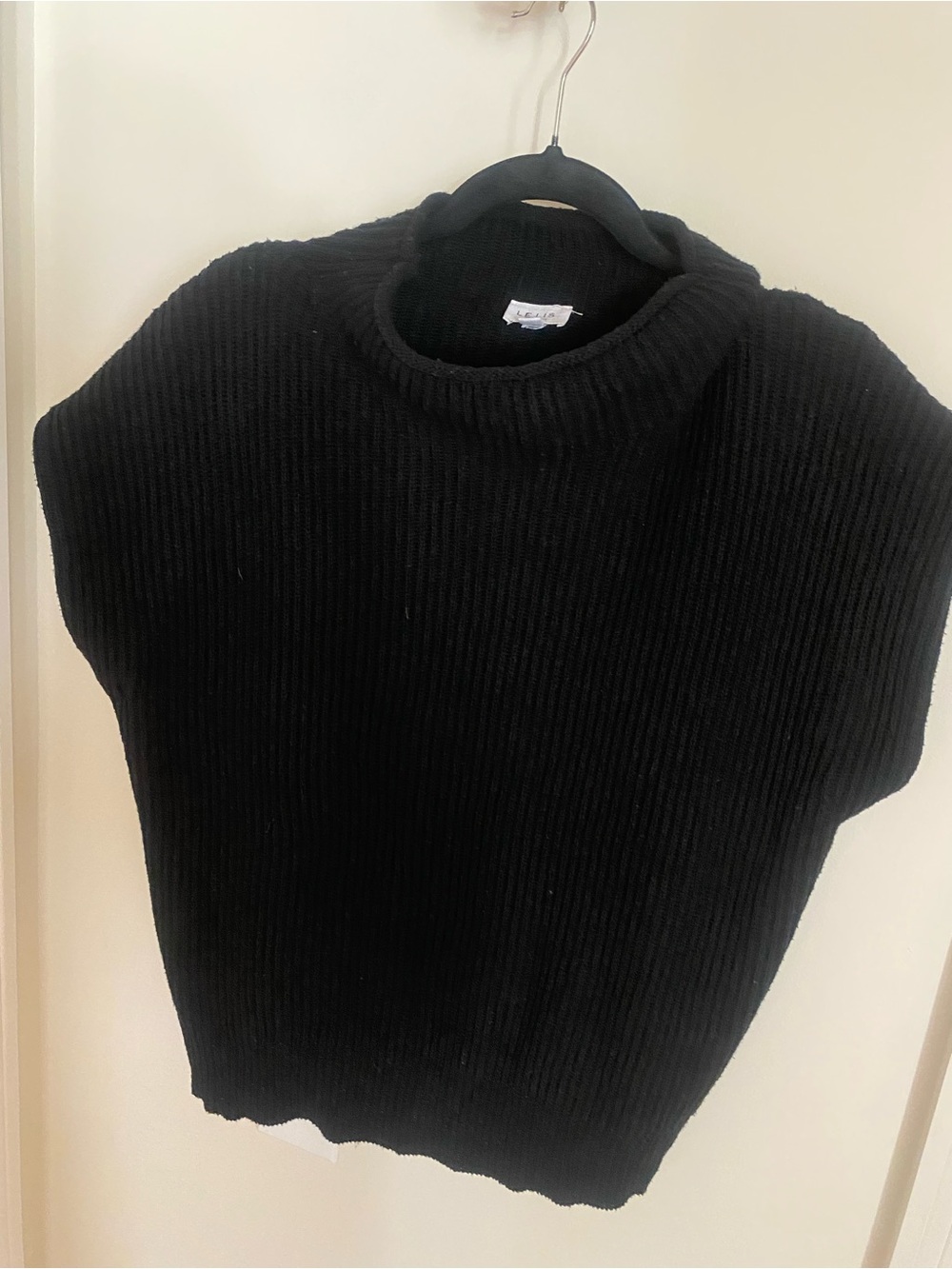 Le Lis Black Ribbed Crewneck Sweater
